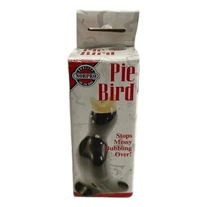Vintage NorPro Ceramic Blackbird Pie Bird Whistle Steam Vent 4" Crow NIB